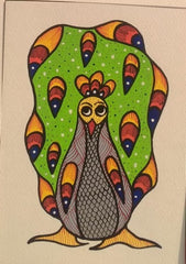 Royal Plumage – Handcrafted Gond Peacock Painting Paintings