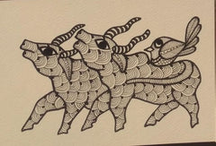 The Dancing Bulls – Authentic Gond Tribal Art Paintings