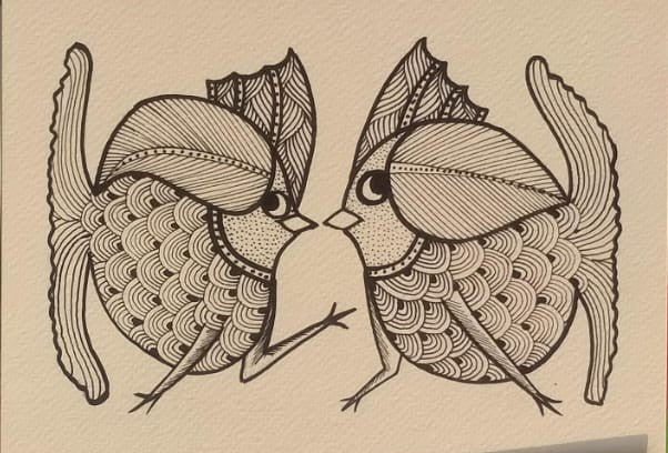 Whispers of the Wild A Handcrafted Gond painting Paintings