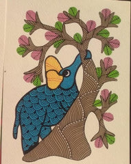 Authentic Gondi Elephant in Nature’s Realm - Gond Painting Paintings