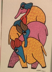The Mother’s Nest – Hand-Drawn Gond Bird & Egg Folk Art Paintings