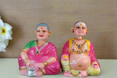 Tamil Folk Art Thalaiyatti Bommai – Grandfather & Grandmother Dolsr Dolls 14.5 inch Big Size Alagu Sundaram