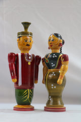 Channapatnam Wooden Marriage Couple Figurine – Traditional Handmade Craft