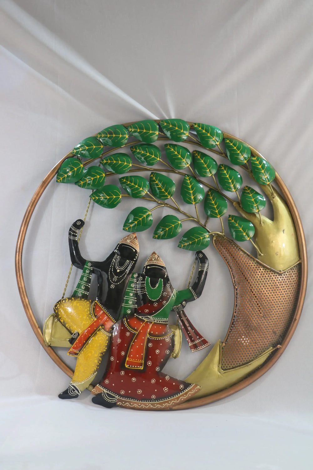 Decorative Radha Krishna Round Iron Wall Hanging – Perfect for Home & Temple Iron Decorative