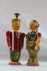 Channapatnam Wooden Marriage Couple Figurine – Traditional Handmade Craft