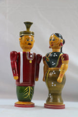 Channapatnam Wooden Marriage Couple Figurine – Traditional Handmade Craft Wooden Lacquerware&toys