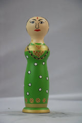 Handpainted Lady Peg Doll – Elegant Wooden Toy BHARAT HANDICRAFTS