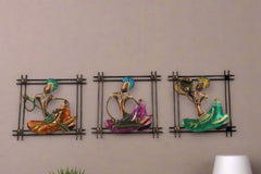 Iron Hand Painted Rajasthani Musicians Frame Set Of 3 Wall Hanging