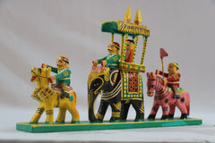 Royal Elephant Ride with Maharaja – Hand-Painted Wooden Decorative Art Balaji varanasi