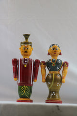 Channapatnam Wooden Marriage Couple Figurine – Traditional Handmade Craft