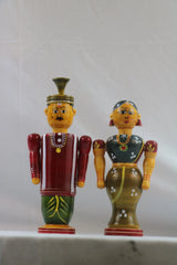 Channapatnam Wooden Marriage Couple Figurine – Traditional Handmade Craft Wooden Lacquerware&toys