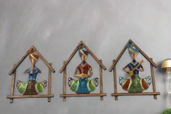 Iron Hand Painted 3 Sardar Musicians Home Wall Hangings