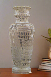 Decorative Flower Vase Lamp – Intricate Jali Carving Inspired by Kashi Temples