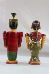 Channapatnam Wooden Marriage Couple Figurine – Traditional Handmade Craft Wooden Lacquerware&toys