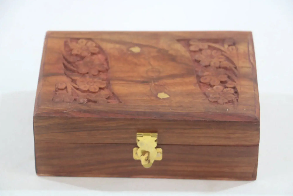 Wooden Jewelry Storage Box – Carved & Polished Finish wooden accessories