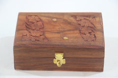 Wooden Jewelry Storage Box – Carved & Polished Finish