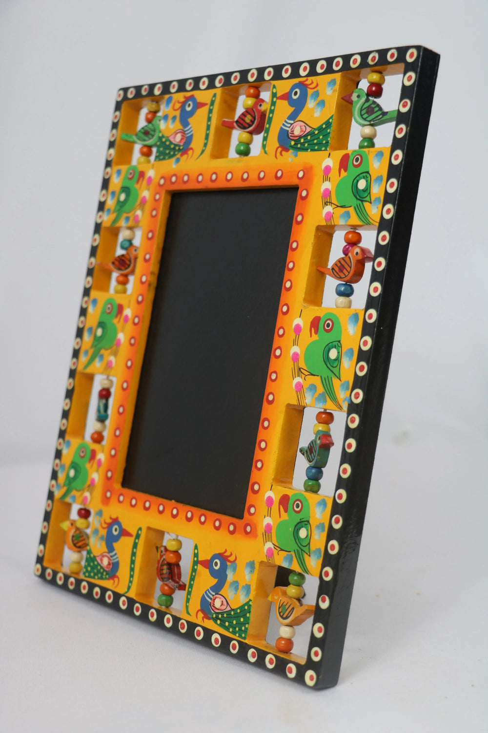 Handcrafted Wooden Parrot Photo Frame – Colorful Decorative Wall Accent Balaji varanasi