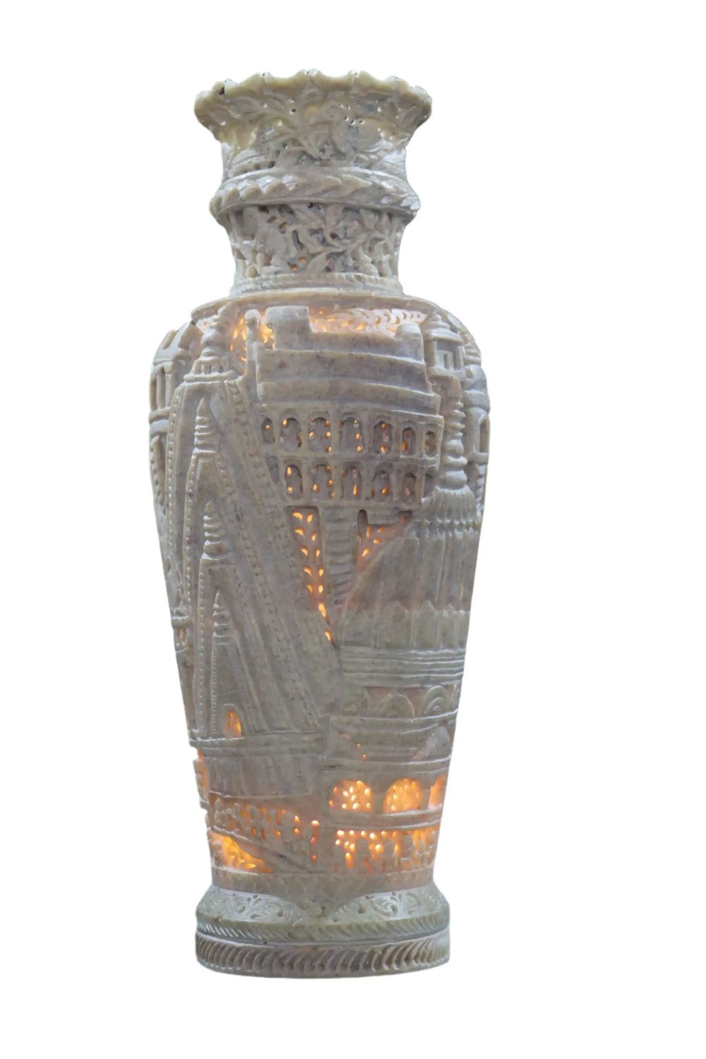 Decorative Flower Vase Lamp – Intricate Jali Carving Inspired by Kashi Temples Bachcha Lal