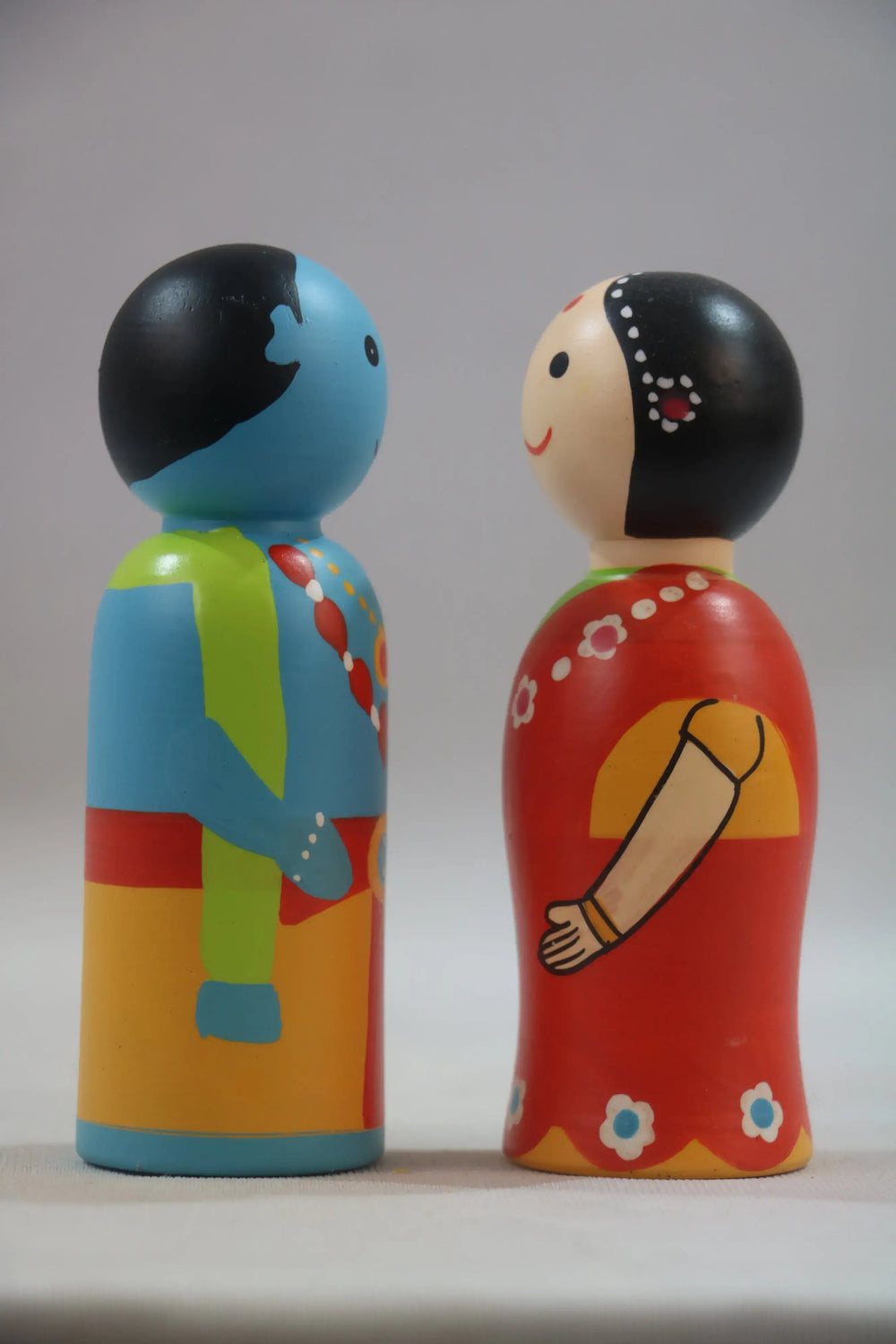 Beautiful Radha Krishna Pair Dolls – Divine Decor Wooden Lacquerware&toys