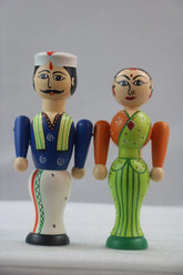 Classic Traditional Pair Dolls – Safe & Non-Toxic Finish Wooden Lacquerware&toys
