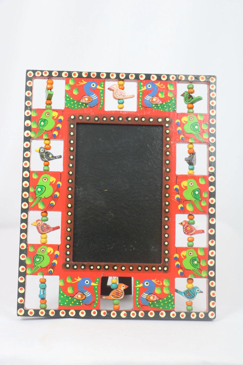 Handcrafted Wooden Parrot Photo Frame – Colorful Decorative Wall Accent Balaji varanasi