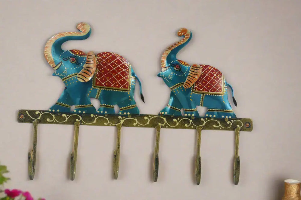 Iron Hand Painted Elephant Wall Hangers Iron Decorative