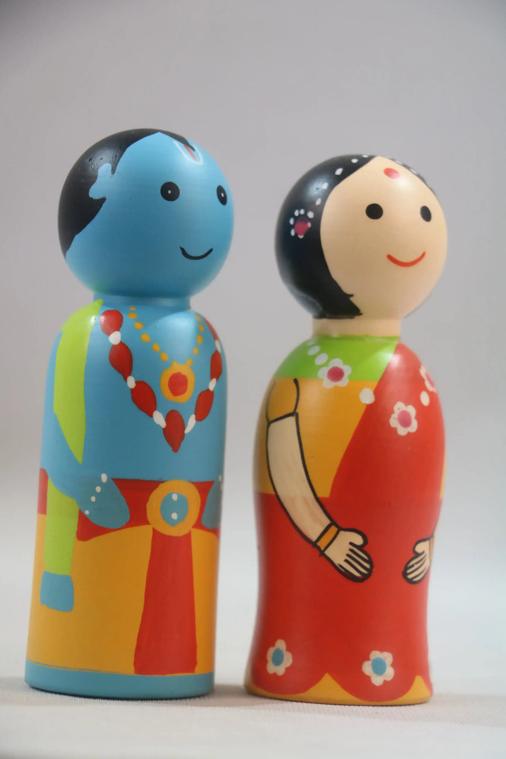 Beautiful Radha Krishna Pair Dolls – Divine Decor Wooden Lacquerware&toys
