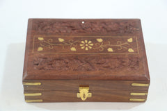 Wooden Jewelry Storage Box – Carved & Polished Finish