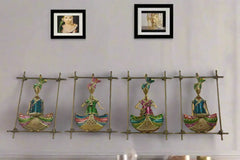 Iron Hand Painted Rajasthani Sardar Set Of 4 Iron Decorative