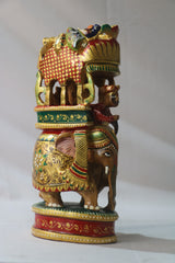 Handcrafted Wooden Elephant Ambari Pallaki | Colorful Hand-Painted Art
