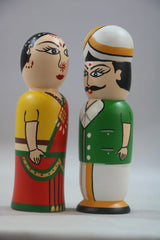 Traditional Couple Peg Dolls Non-Toxic Color Wooden Lacquerware&toys