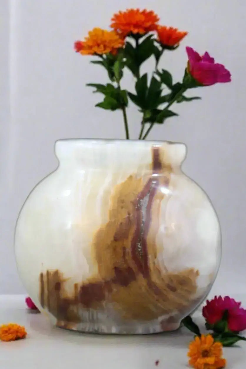 Handcrafted Onyx Marble – Traditional Puja Water Pot Marble Soft Stone