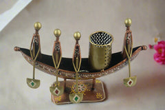 Iron Hand Painted Ship Pen Stand