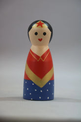 Handcrafted Wonder Woman Wooden Peg Doll – Kid-Safe & Decorative Wooden Lacquerware&toys