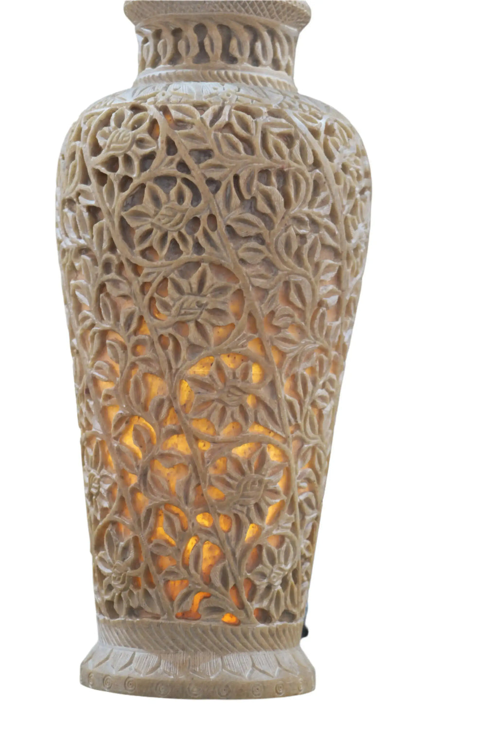 Decorative Flower Vase Lamp – Intricate Jali Carving Inspired by Kashi Temples Bachcha Lal