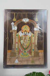 Spiritual Rosewood Inlay Frame of Lord Balaji