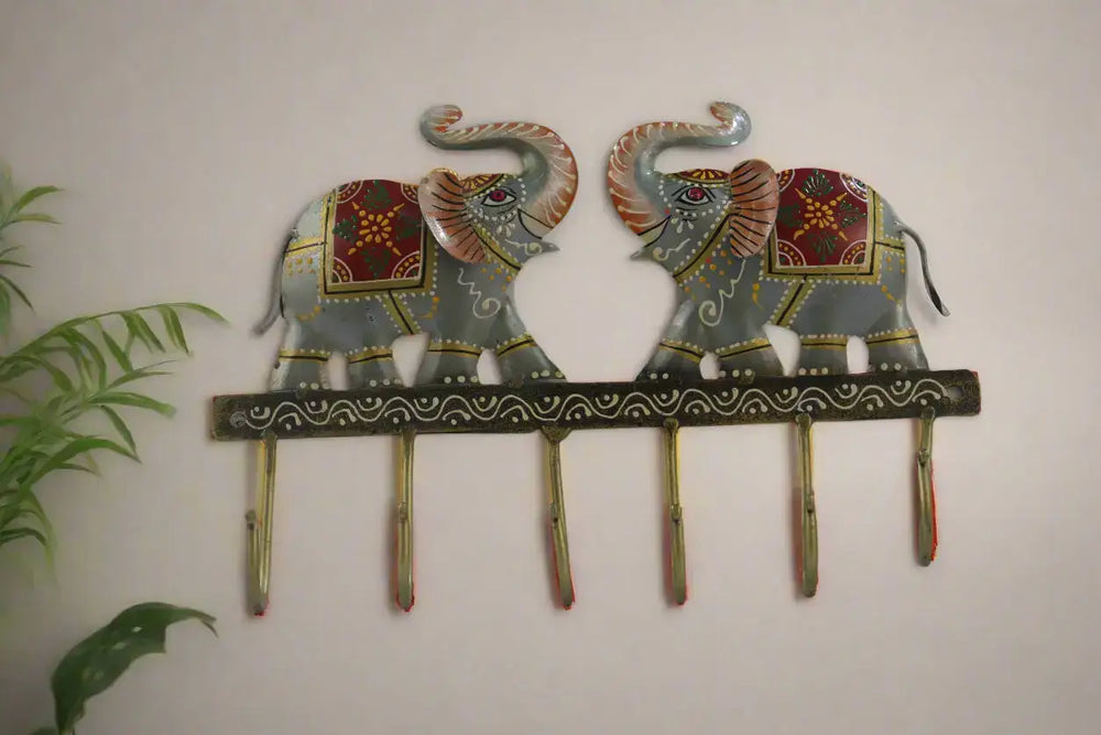 Iron Hand Painted Elephant Wall Hangers Iron Decorative