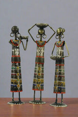 Iron Figurine Tagari Doll Light Candle Holder Set of 3 Iron Decorative