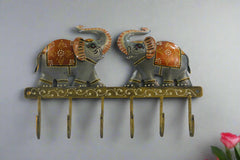 Iron Hand Painted Elephant Wall Hangers