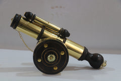 Brass Firangi Cannon on Wooden Base – Decorative Tabletop Showpiece
