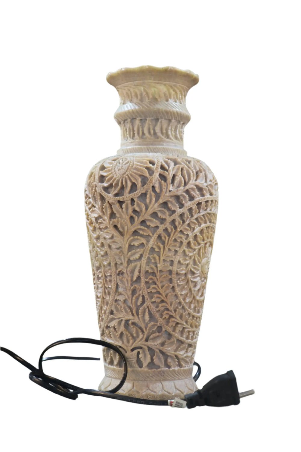 Decorative Flower Vase Lamp – Intricate Jali Carving Inspired by Kashi Temples Bachcha Lal