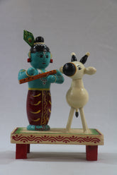 Chennapattnam Wooden Krishna and Cow – Perfect Spiritual Gift