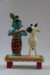 Chennapattnam Wooden Krishna and Cow – Perfect Spiritual Gift