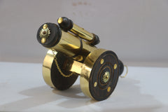 Brass Firangi Cannon on Wooden Base – Decorative Tabletop Showpiece