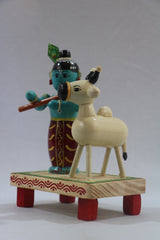 Chennapattnam Wooden Krishna and Cow – Perfect Spiritual Gift