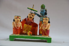 Krishna Darbar – Wooden Handcrafted Spiritual Panel