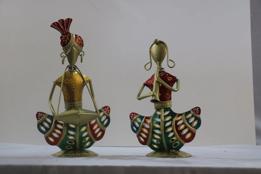 Hand-Painted Iron Musician Candle Holders – Set of 2 Decorative Candelabra iron decorative