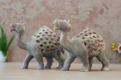 Handcrafted Pair of Camels – Intricate Jali Art Decorative Figurines