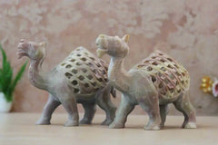 Handcrafted Pair of Camels – Intricate Jali Art Decorative Figurines Bachcha Lal