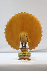 Hand-Painted Peacock Meenakari Wood Art | Decorative Figurine